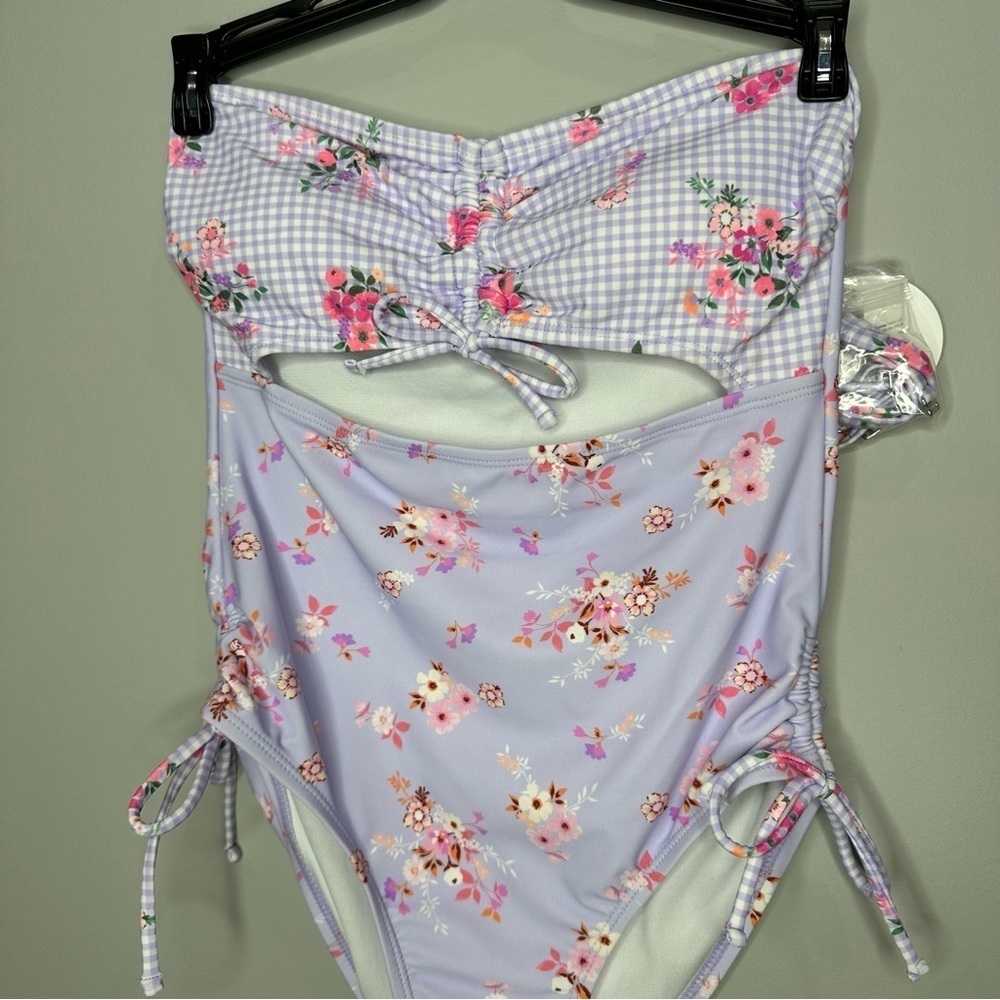 Decree Floral One Piece in Purple and Pink - Picture 3 of 5